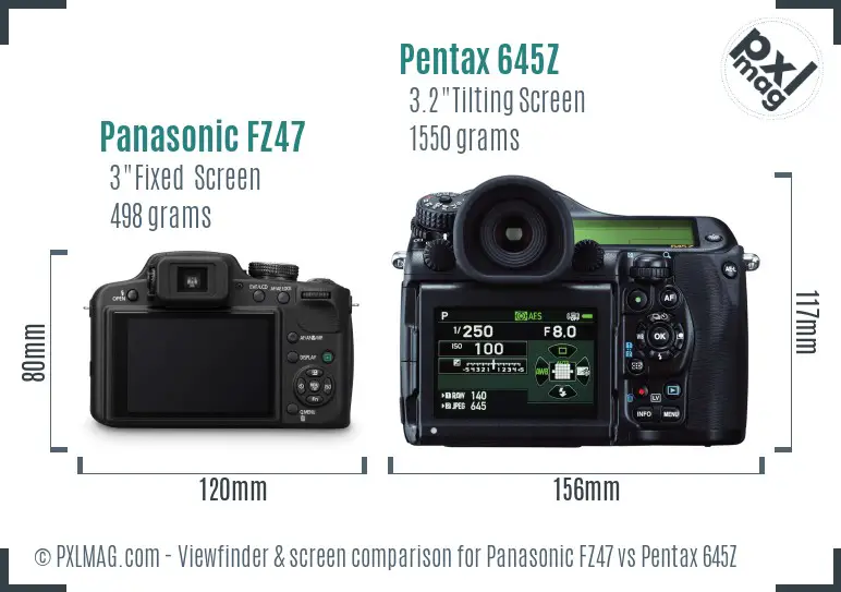 Panasonic FZ47 vs Pentax 645Z Screen and Viewfinder comparison