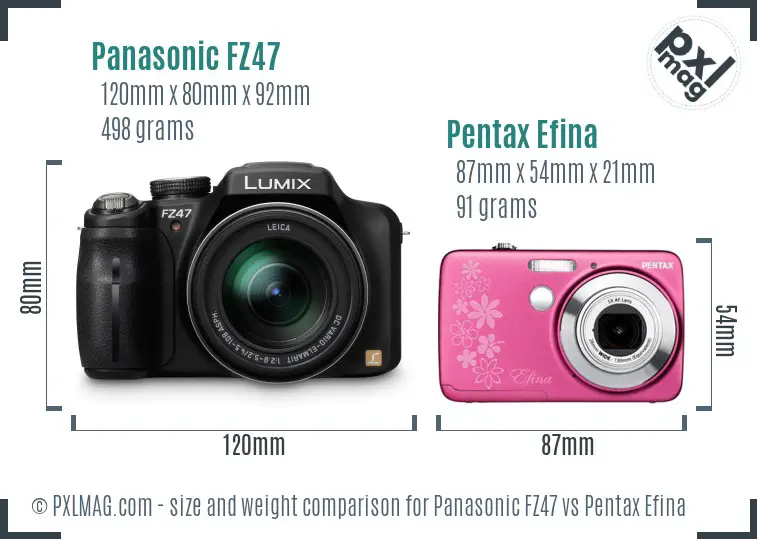 Panasonic FZ47 vs Pentax Efina size comparison