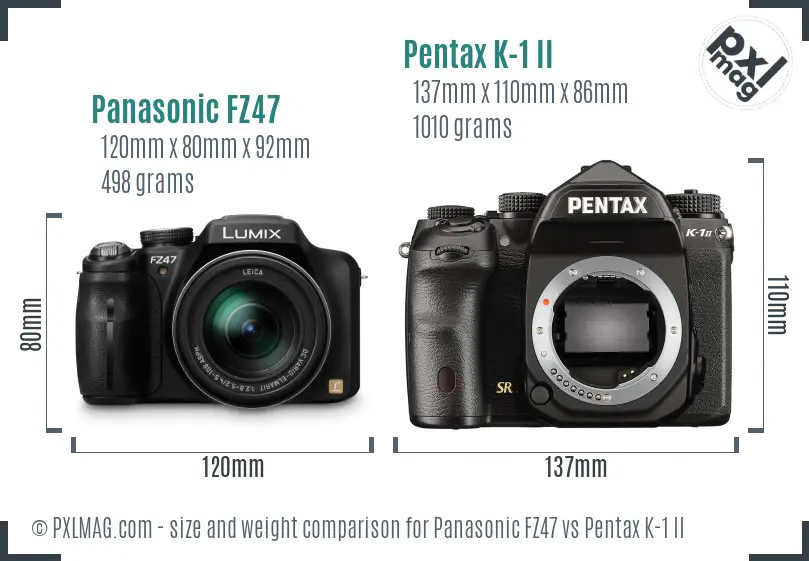 Panasonic FZ47 vs Pentax K-1 II size comparison