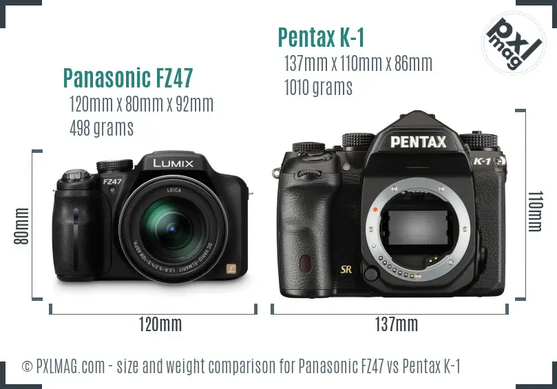 Panasonic FZ47 vs Pentax K-1 size comparison
