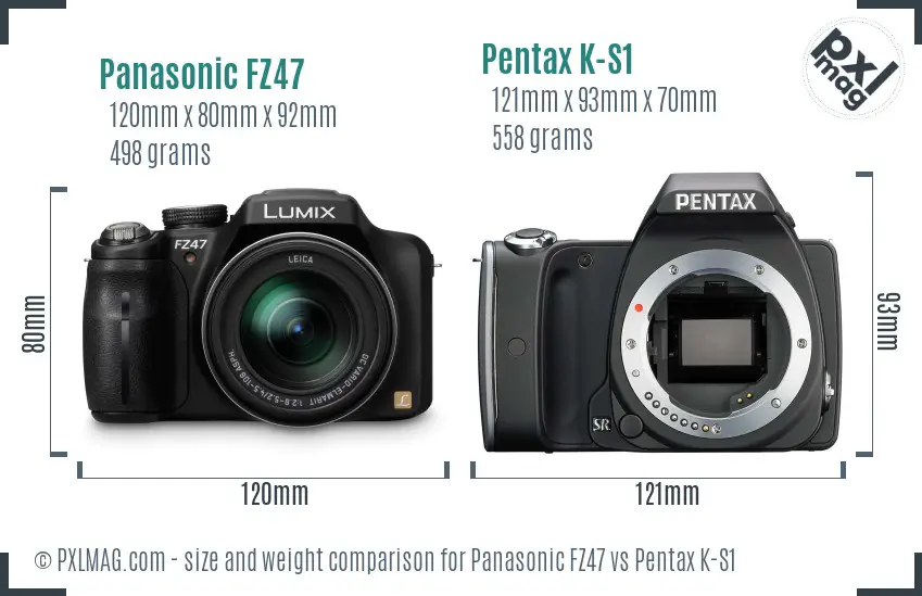 Panasonic FZ47 vs Pentax K-S1 size comparison
