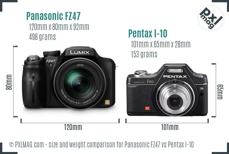 Panasonic FZ47 vs Pentax I-10 size comparison