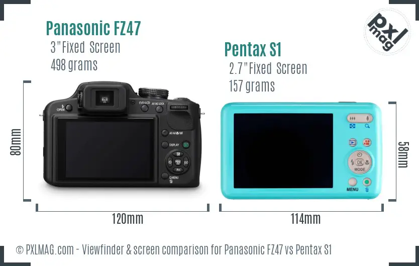 Panasonic FZ47 vs Pentax S1 Screen and Viewfinder comparison