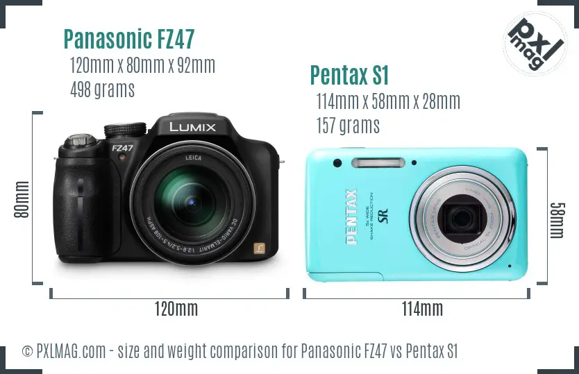 Panasonic FZ47 vs Pentax S1 size comparison