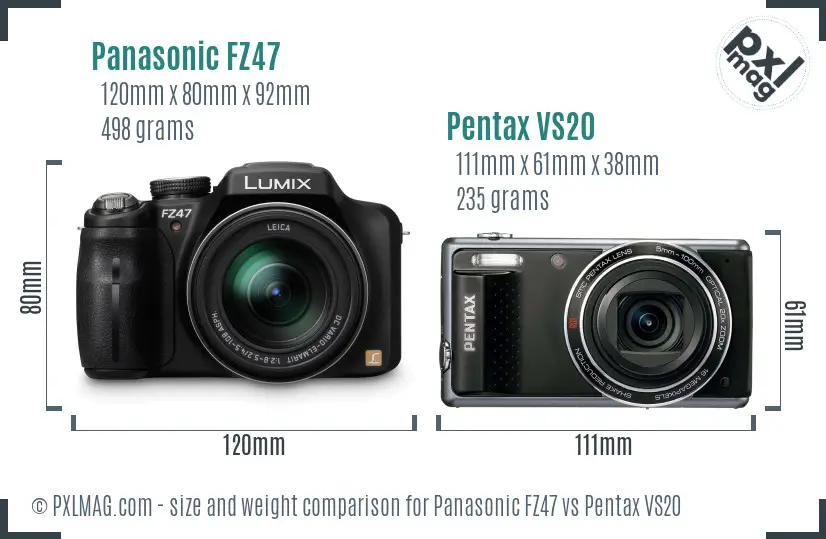 Panasonic FZ47 vs Pentax VS20 size comparison