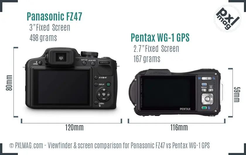 Panasonic FZ47 vs Pentax WG-1 GPS Screen and Viewfinder comparison