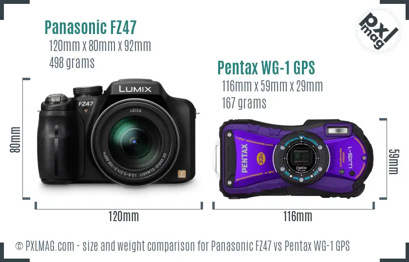 Panasonic FZ47 vs Pentax WG-1 GPS size comparison