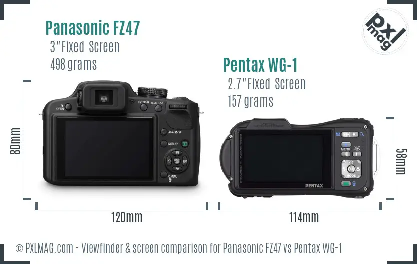 Panasonic FZ47 vs Pentax WG-1 Screen and Viewfinder comparison