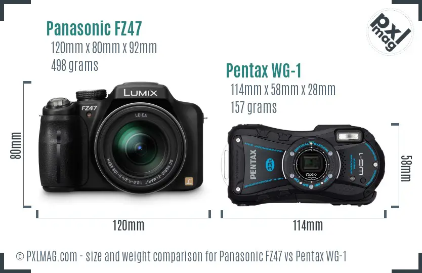 Panasonic FZ47 vs Pentax WG-1 size comparison