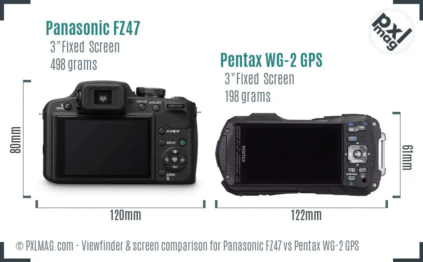Panasonic FZ47 vs Pentax WG-2 GPS Screen and Viewfinder comparison