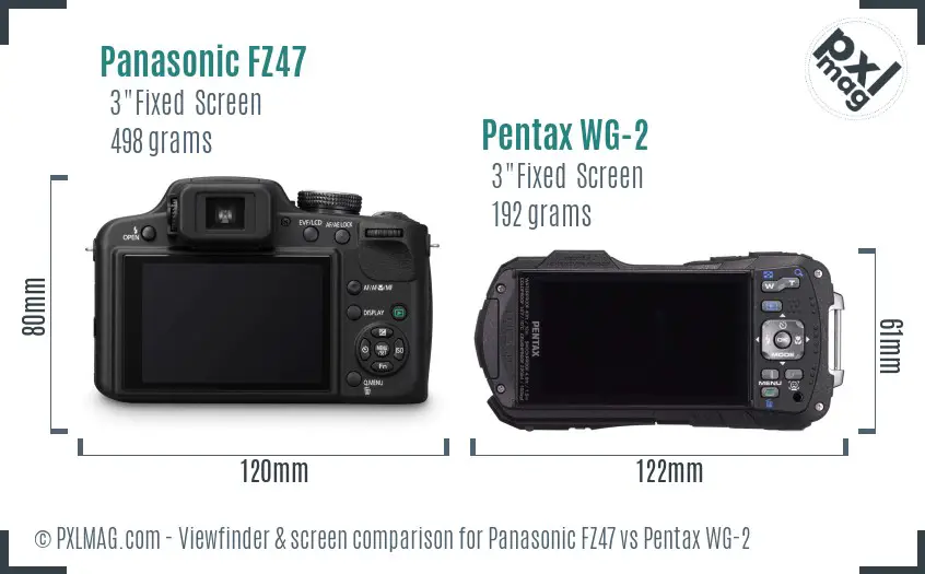 Panasonic FZ47 vs Pentax WG-2 Screen and Viewfinder comparison