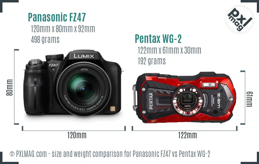 Panasonic FZ47 vs Pentax WG-2 size comparison