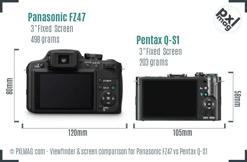 Panasonic FZ47 vs Pentax Q-S1 Screen and Viewfinder comparison