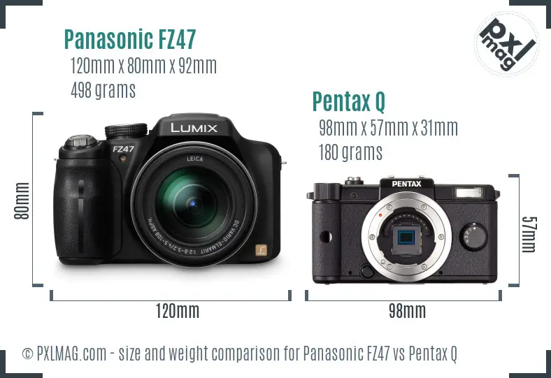 Panasonic FZ47 vs Pentax Q size comparison