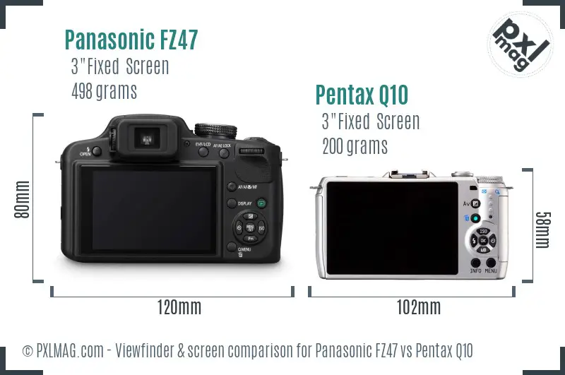 Panasonic FZ47 vs Pentax Q10 Screen and Viewfinder comparison