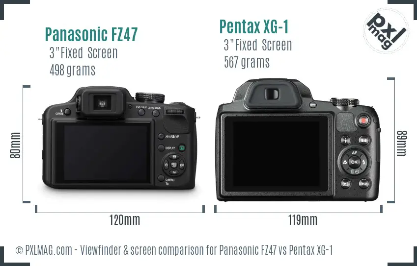 Panasonic FZ47 vs Pentax XG-1 Screen and Viewfinder comparison