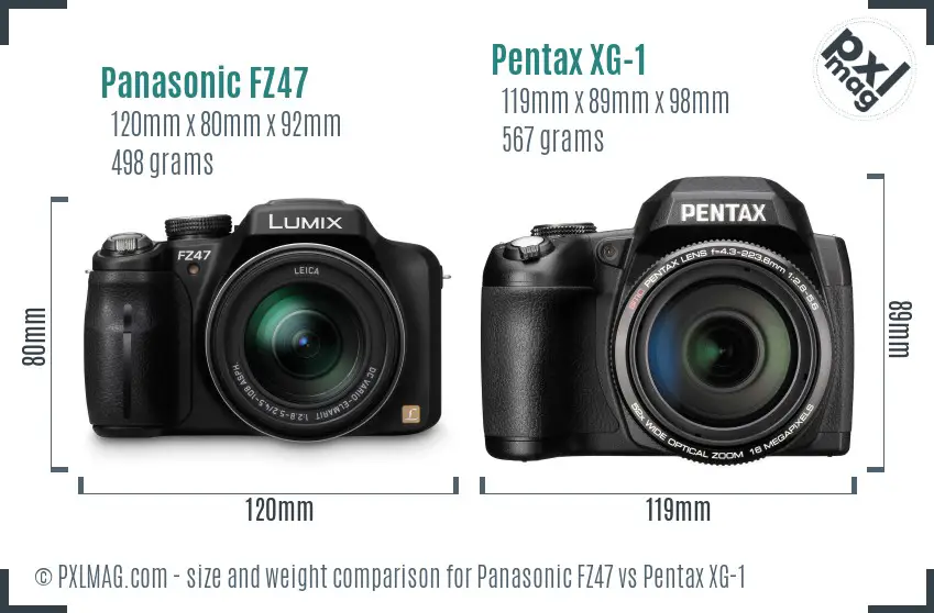 Panasonic FZ47 vs Pentax XG-1 size comparison