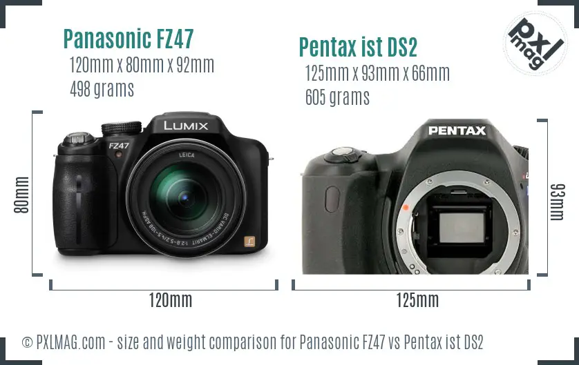 Panasonic FZ47 vs Pentax ist DS2 size comparison
