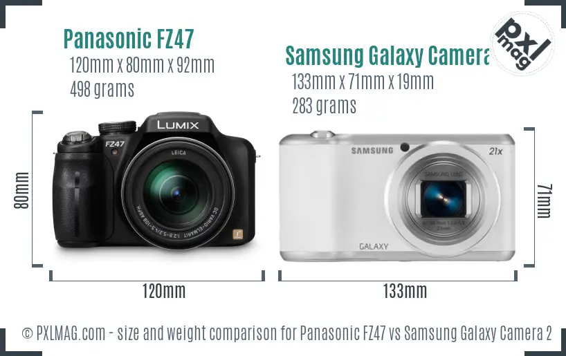 Panasonic FZ47 vs Samsung Galaxy Camera 2 size comparison