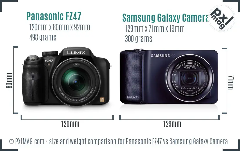 Panasonic FZ47 vs Samsung Galaxy Camera size comparison