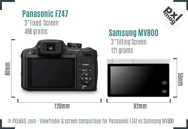 Panasonic FZ47 vs Samsung MV800 Screen and Viewfinder comparison