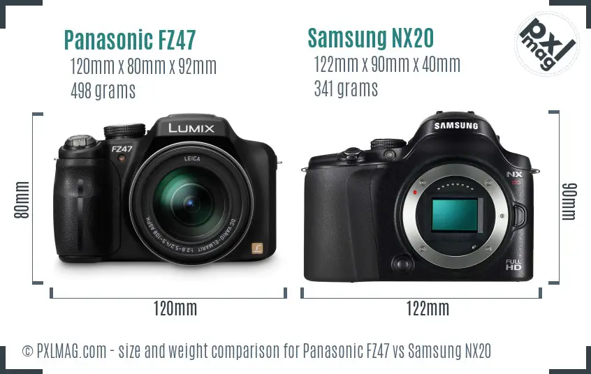 Panasonic FZ47 vs Samsung NX20 size comparison