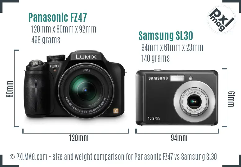 Panasonic FZ47 vs Samsung SL30 size comparison
