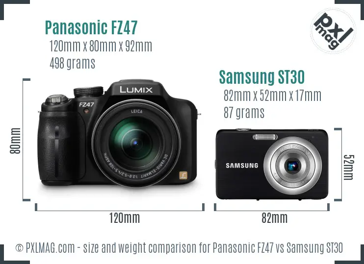 Panasonic FZ47 vs Samsung ST30 size comparison