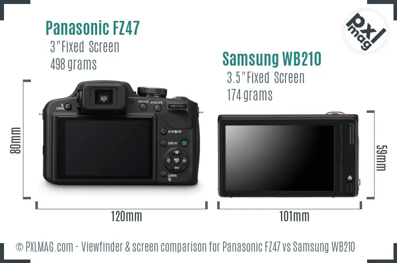 Panasonic FZ47 vs Samsung WB210 Screen and Viewfinder comparison