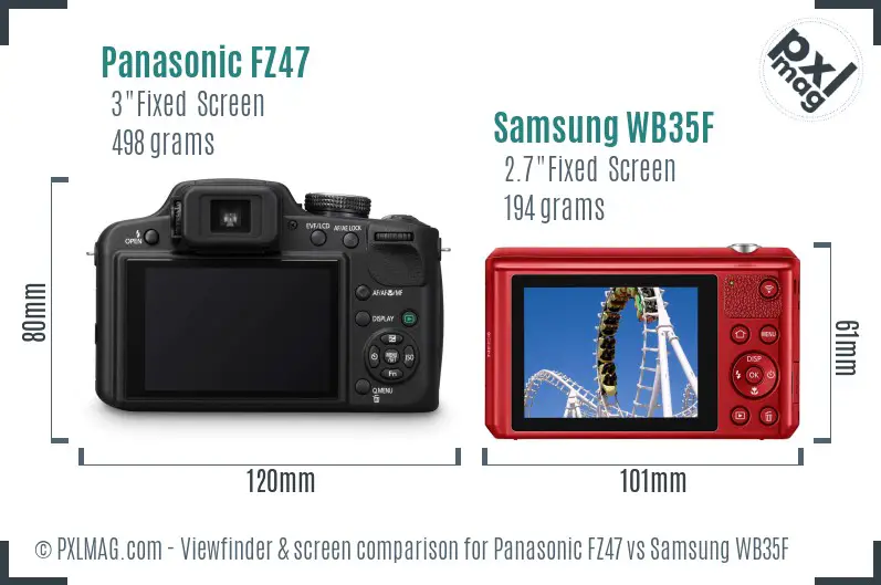 Panasonic FZ47 vs Samsung WB35F Screen and Viewfinder comparison