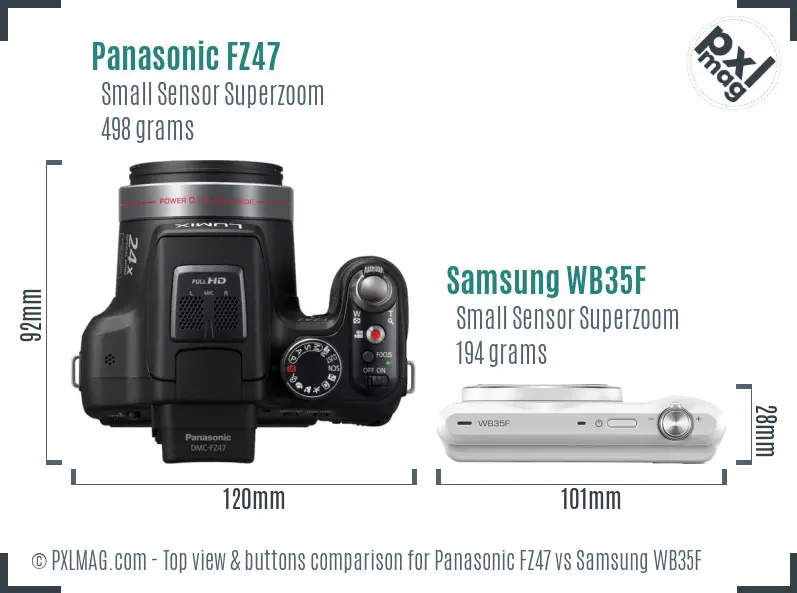 Panasonic FZ47 vs Samsung WB35F top view buttons comparison