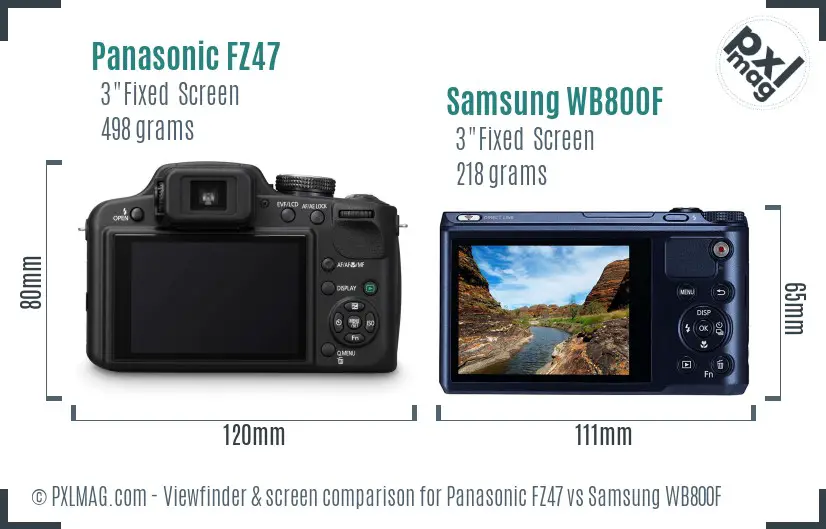 Panasonic FZ47 vs Samsung WB800F Screen and Viewfinder comparison