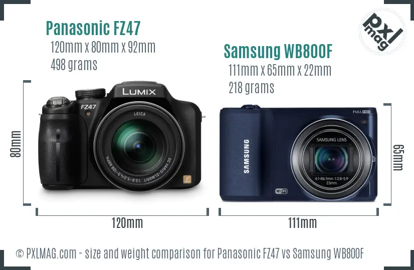 Panasonic FZ47 vs Samsung WB800F size comparison