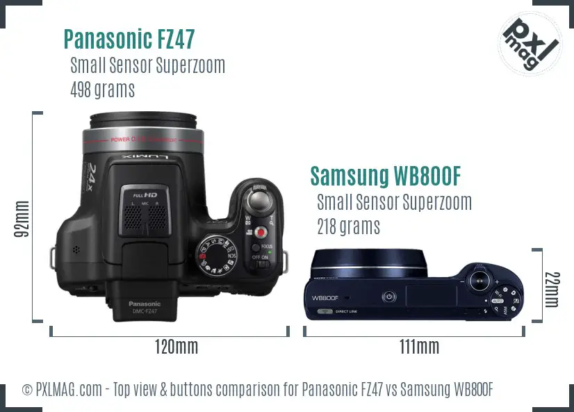 Panasonic FZ47 vs Samsung WB800F top view buttons comparison