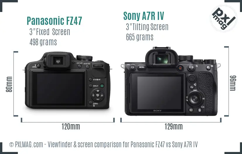 Panasonic FZ47 vs Sony A7R IV Screen and Viewfinder comparison