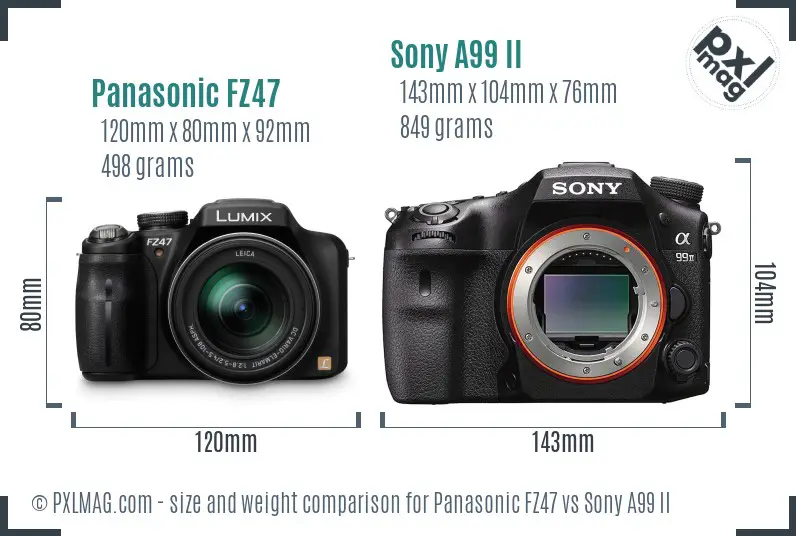 Panasonic FZ47 vs Sony A99 II size comparison Panasonic FZ47 vs Sony A99 II size comparison