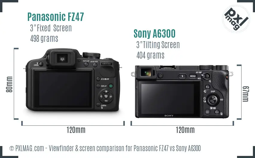 Panasonic FZ47 vs Sony A6300 Screen and Viewfinder comparison