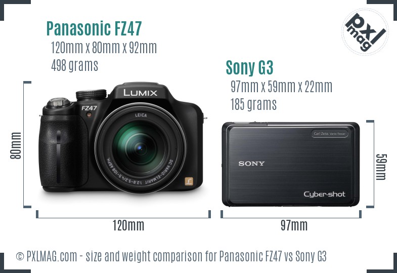 Panasonic FZ47 vs Sony G3 size comparison