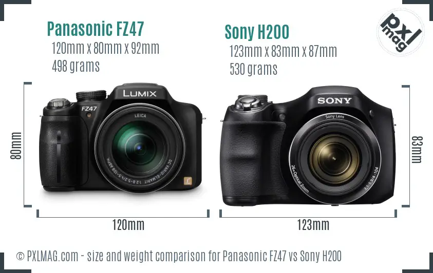 Panasonic FZ47 vs Sony H200 size comparison