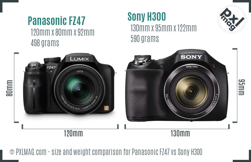 Panasonic FZ47 vs Sony H300 size comparison