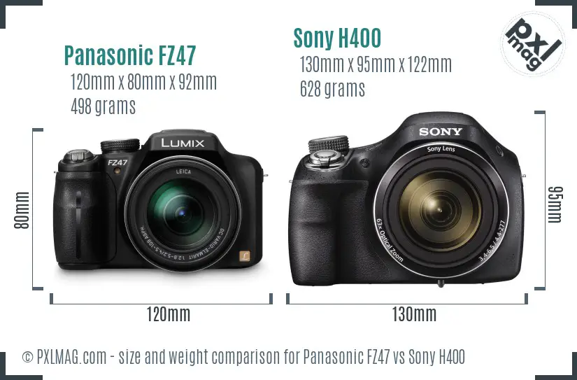 Panasonic FZ47 vs Sony H400 size comparison