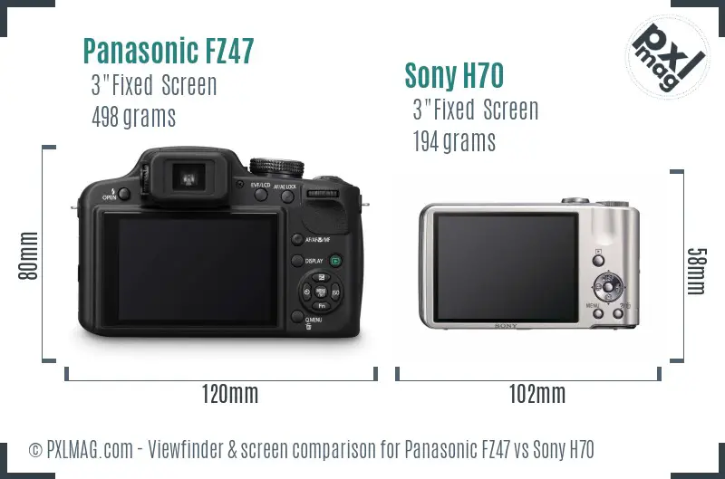 Panasonic FZ47 vs Sony H70 Screen and Viewfinder comparison