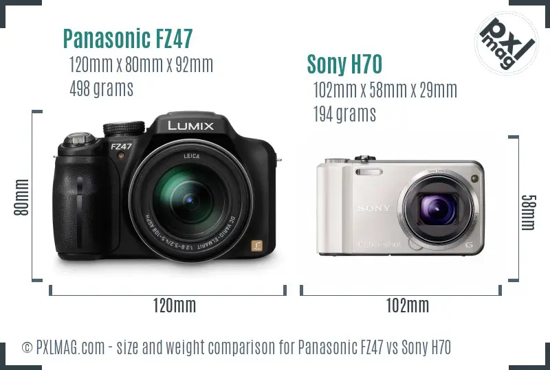 Panasonic FZ47 vs Sony H70 size comparison