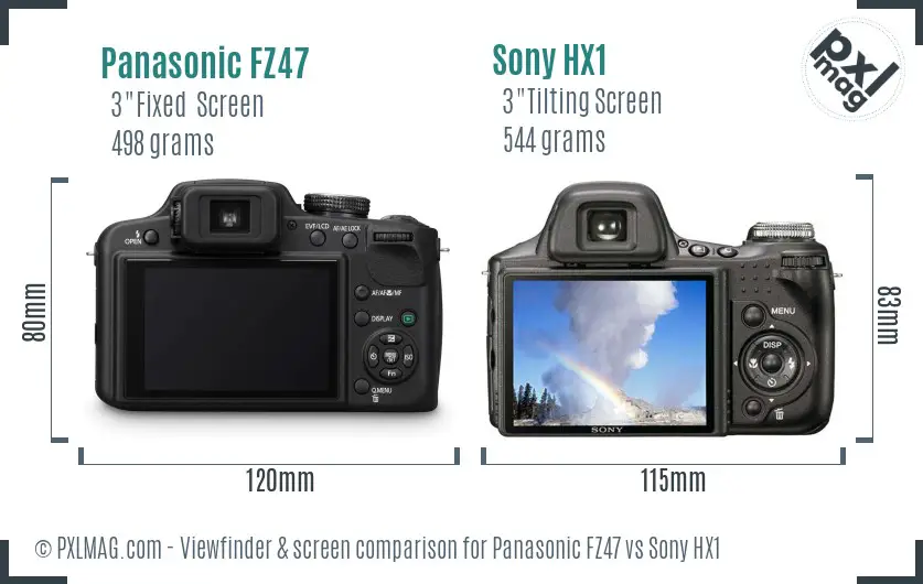 Panasonic FZ47 vs Sony HX1 Screen and Viewfinder comparison