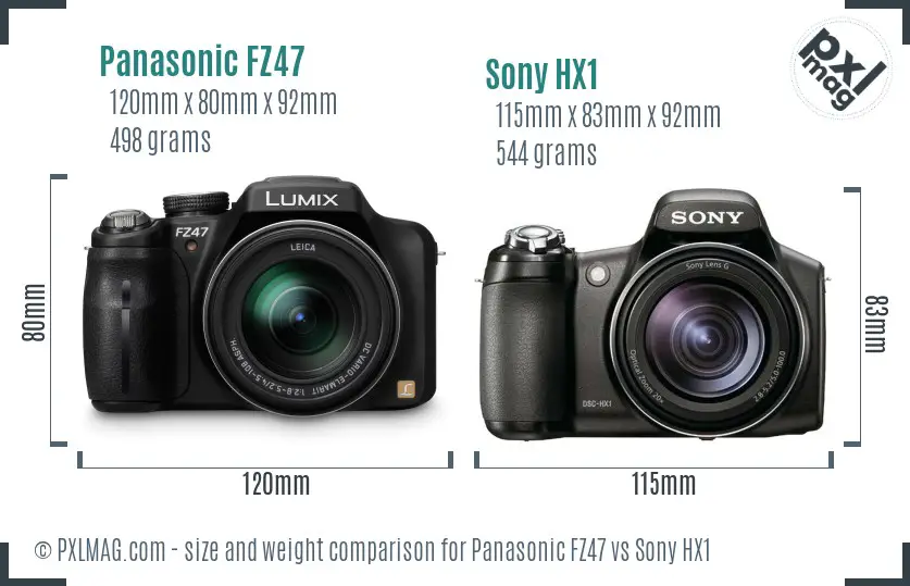 Panasonic FZ47 vs Sony HX1 size comparison