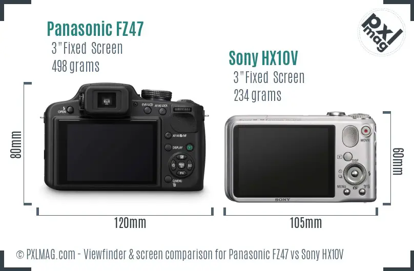 Panasonic FZ47 vs Sony HX10V Screen and Viewfinder comparison