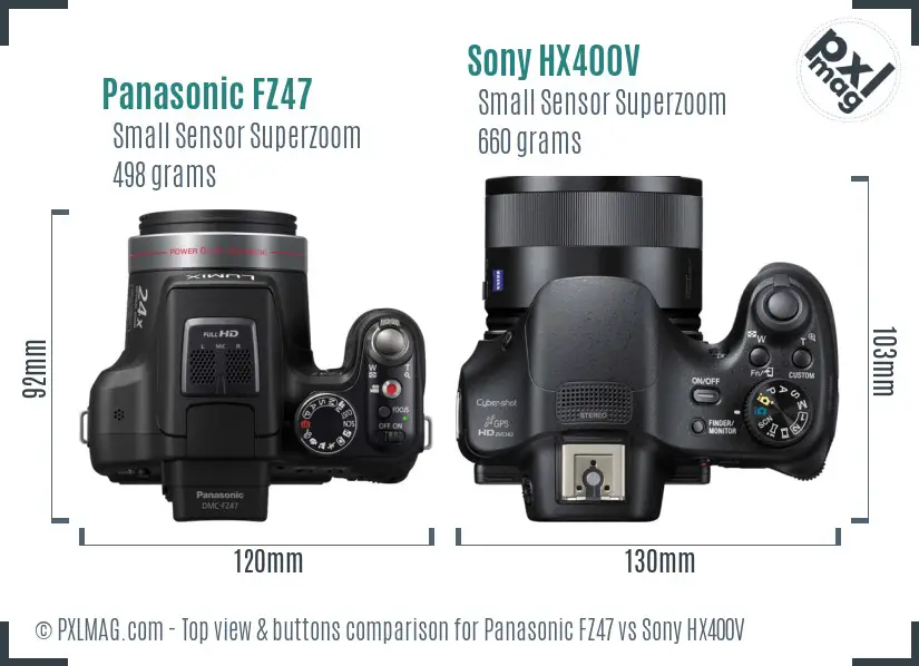 Panasonic FZ47 vs Sony HX400V top view buttons comparison