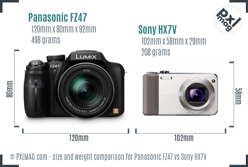 Panasonic FZ47 vs Sony HX7V size comparison
