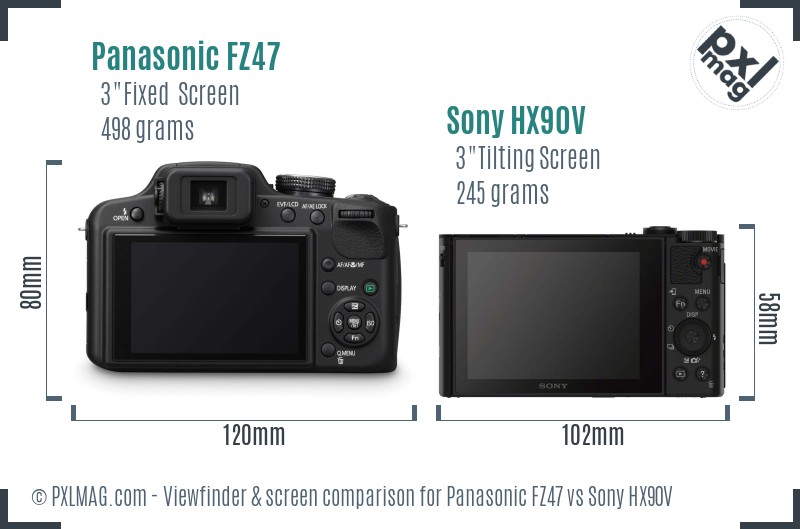 Panasonic FZ47 vs Sony HX90V Screen and Viewfinder comparison