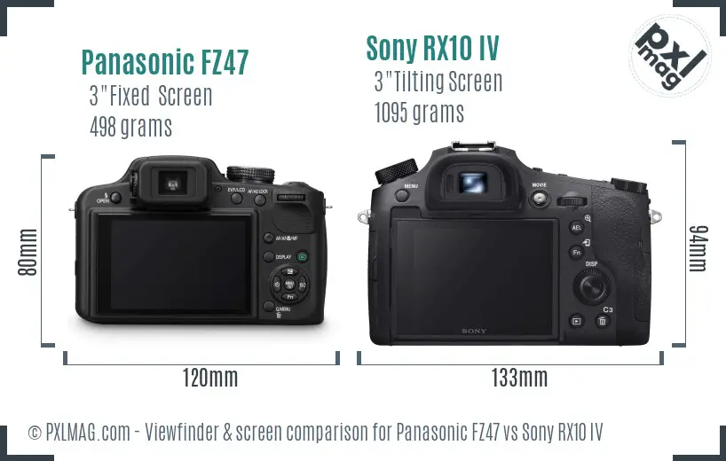 Panasonic FZ47 vs Sony RX10 IV Screen and Viewfinder comparison